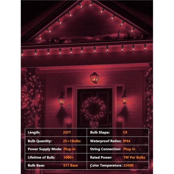 25Ft Halloween Dark Purple String Lights, C9 Black Purple String Lights - Picture 4 of 8